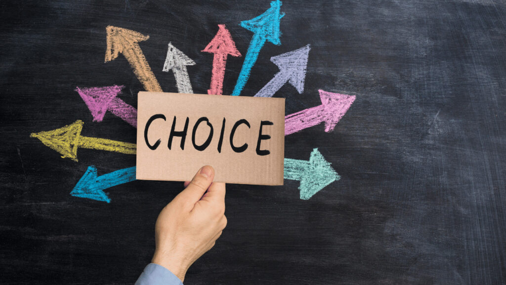 choiceの文字とカラフルな矢印